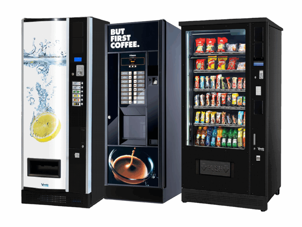 getränke- und snackautomaten mit füllprodukten heiß- und kaltgetränke